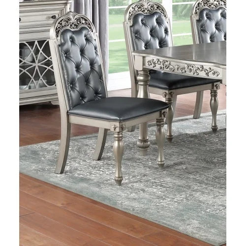 Set of 2 Grey Rubberwood Dining Chairs with Upholstered Seat O116440