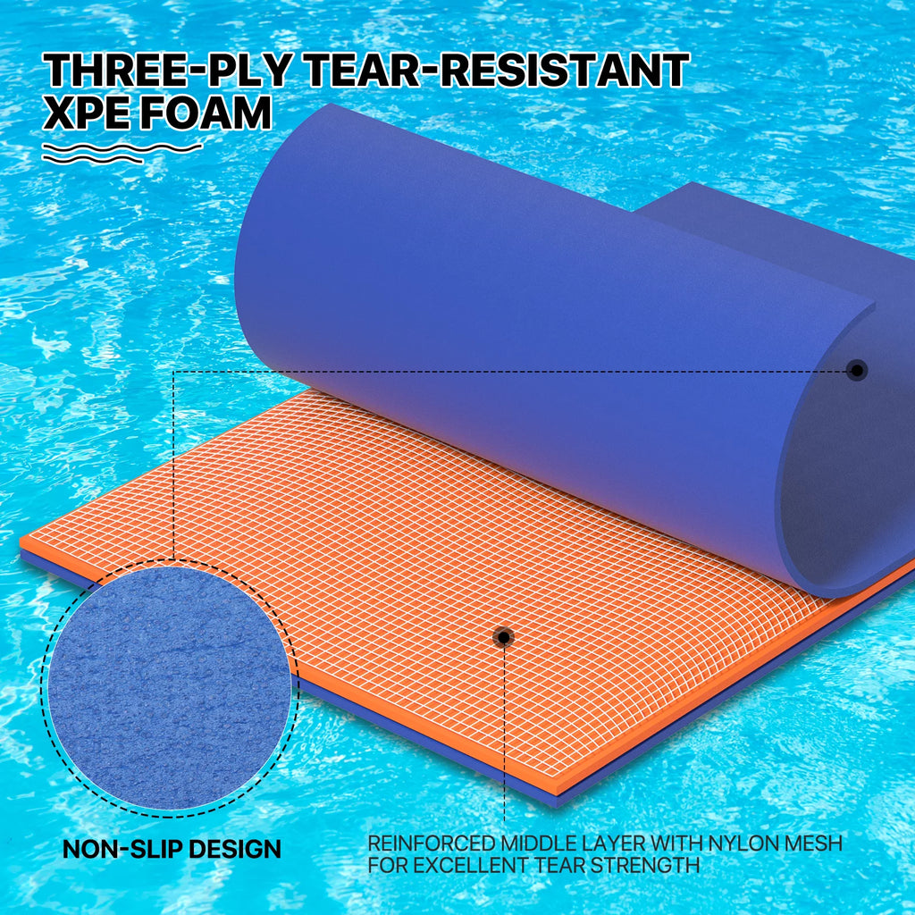 Blue 9x6FT Tear-Resistant XPE Foam Floating Water Mat U405