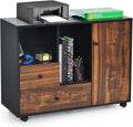 Black Brown 2 Drawer Wood Mobile Filing Cabinet K97578