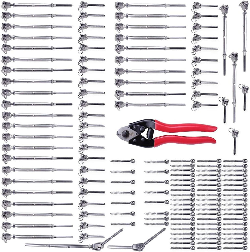 36 Set Cable Railing Kit 1/8 T316 Stainless Steel Turnbuckle Hardware F441661