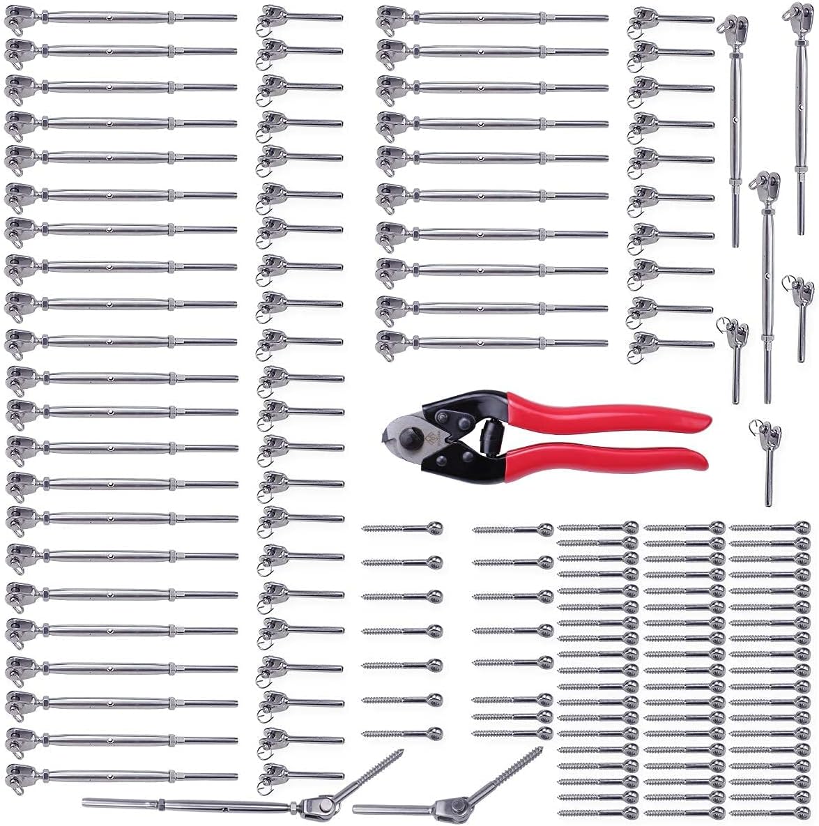 36 Set Cable Railing Kit 1/8 T316 Stainless Steel Turnbuckle Hardware F441661