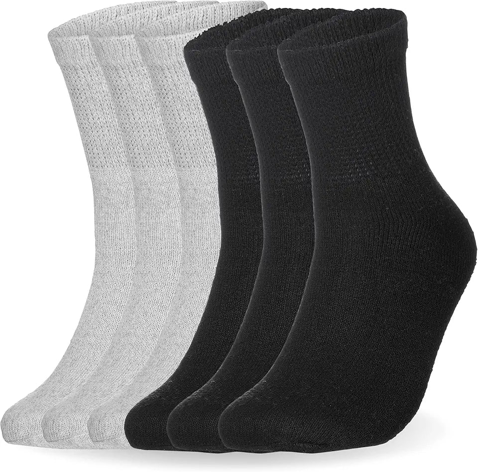 Extra Wide Top Ankle Diabetic Socks 6 Pairs Non-Binding X289792