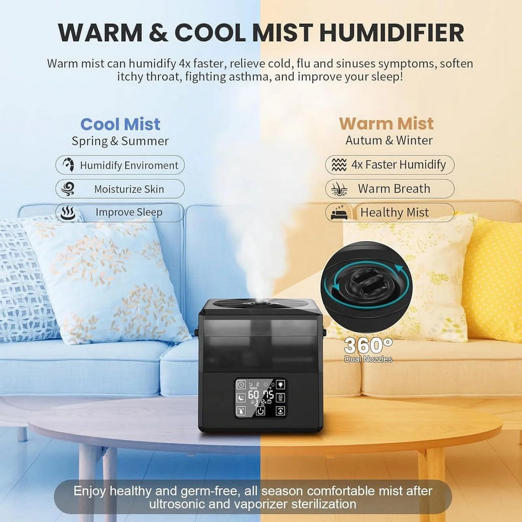 Black Warm & Cool Mist Humidifier with Remote Control E5089