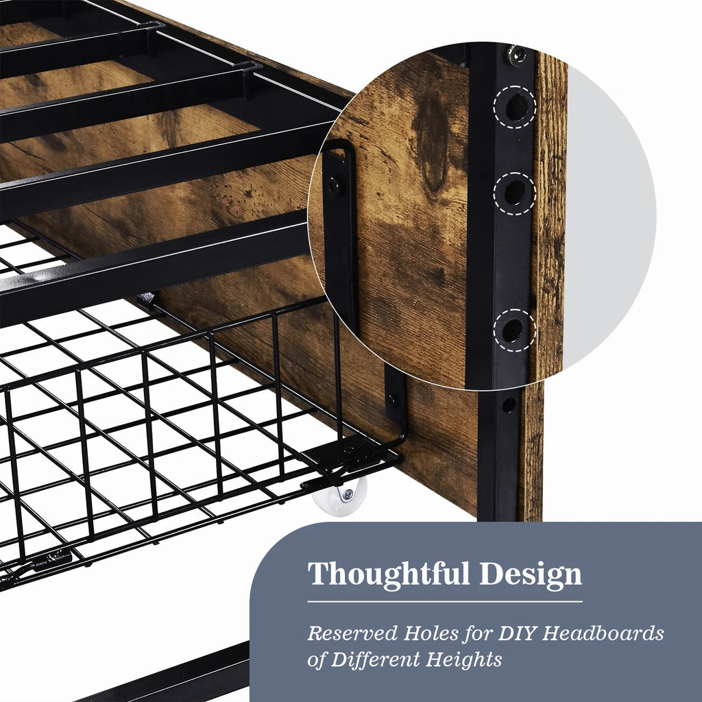 Queen Size Metal Platform Bed Frame with 4 Storage Drawers Q181911