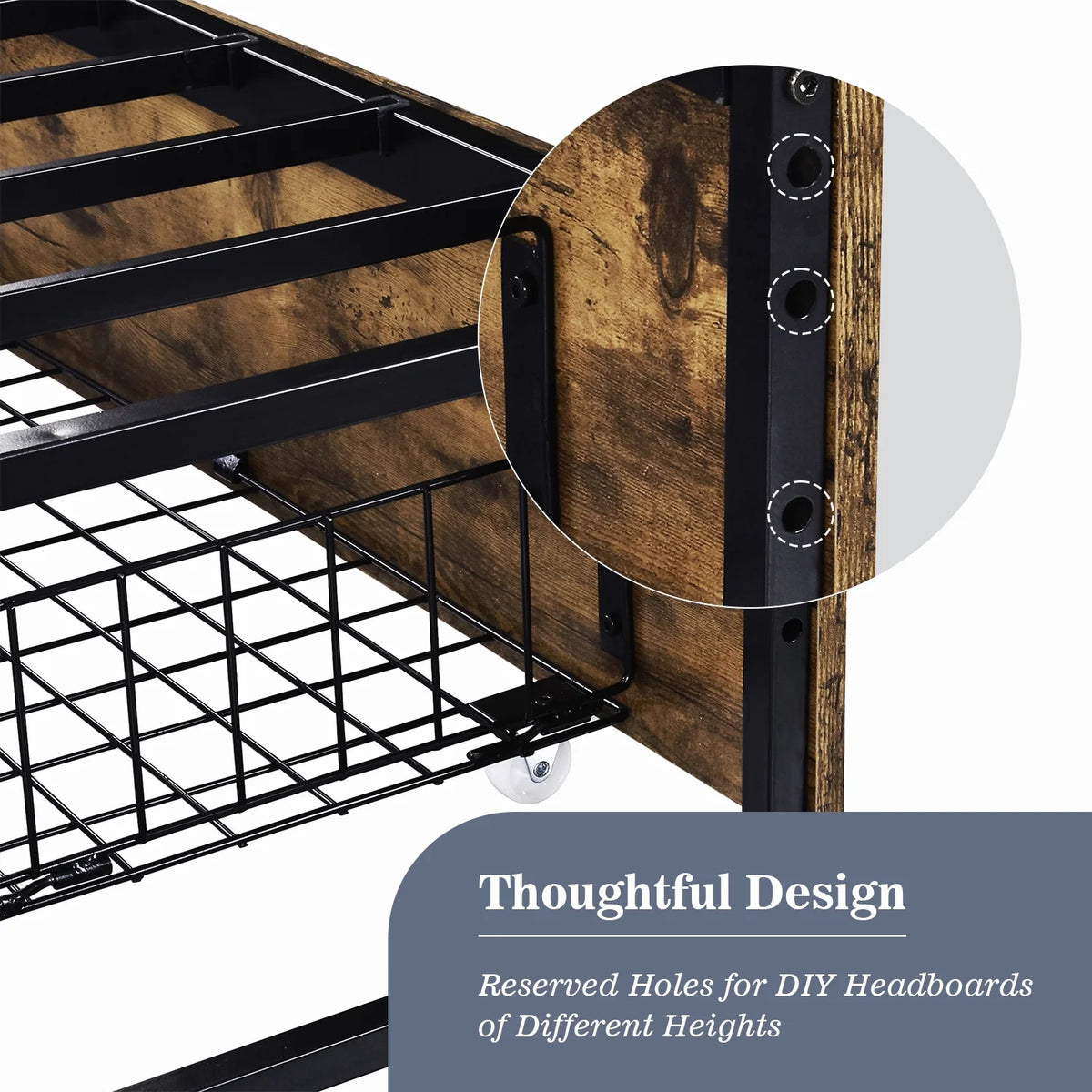 Queen Size Metal Platform Bed Frame with 4 Storage Drawers Q181911