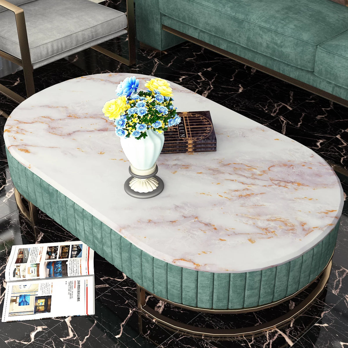 200" x 36" Marble Peel and Stick Waterproof Vinyl Wallpaper H283