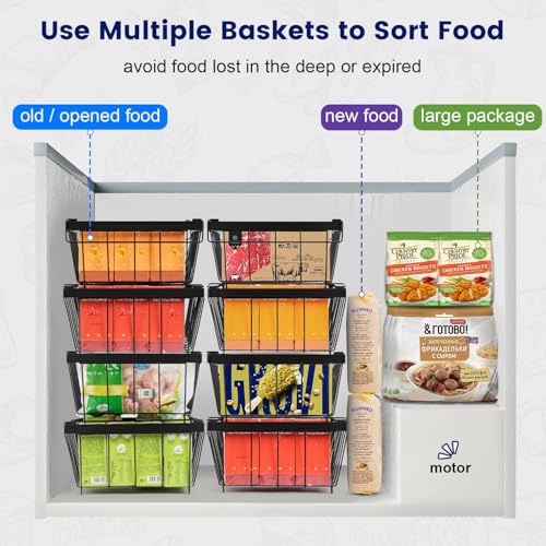 2 Pack Large Expandable Stackable Black Freezer Organizer Bins K887