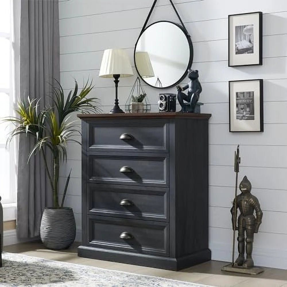 Dark Grey 6 Drawer Wood Dresser O485