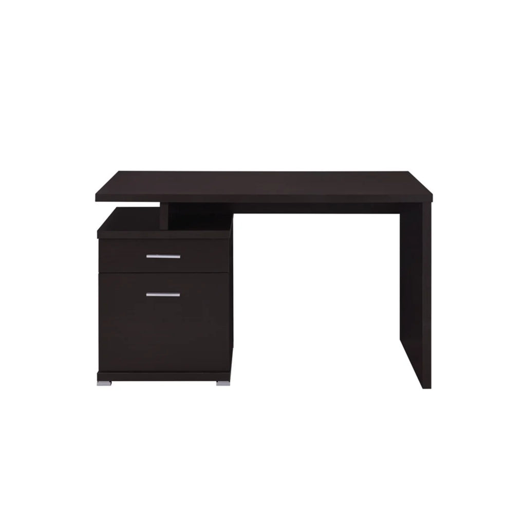 2-drawer Office Desk with Cabinet Cappuccino Q93786