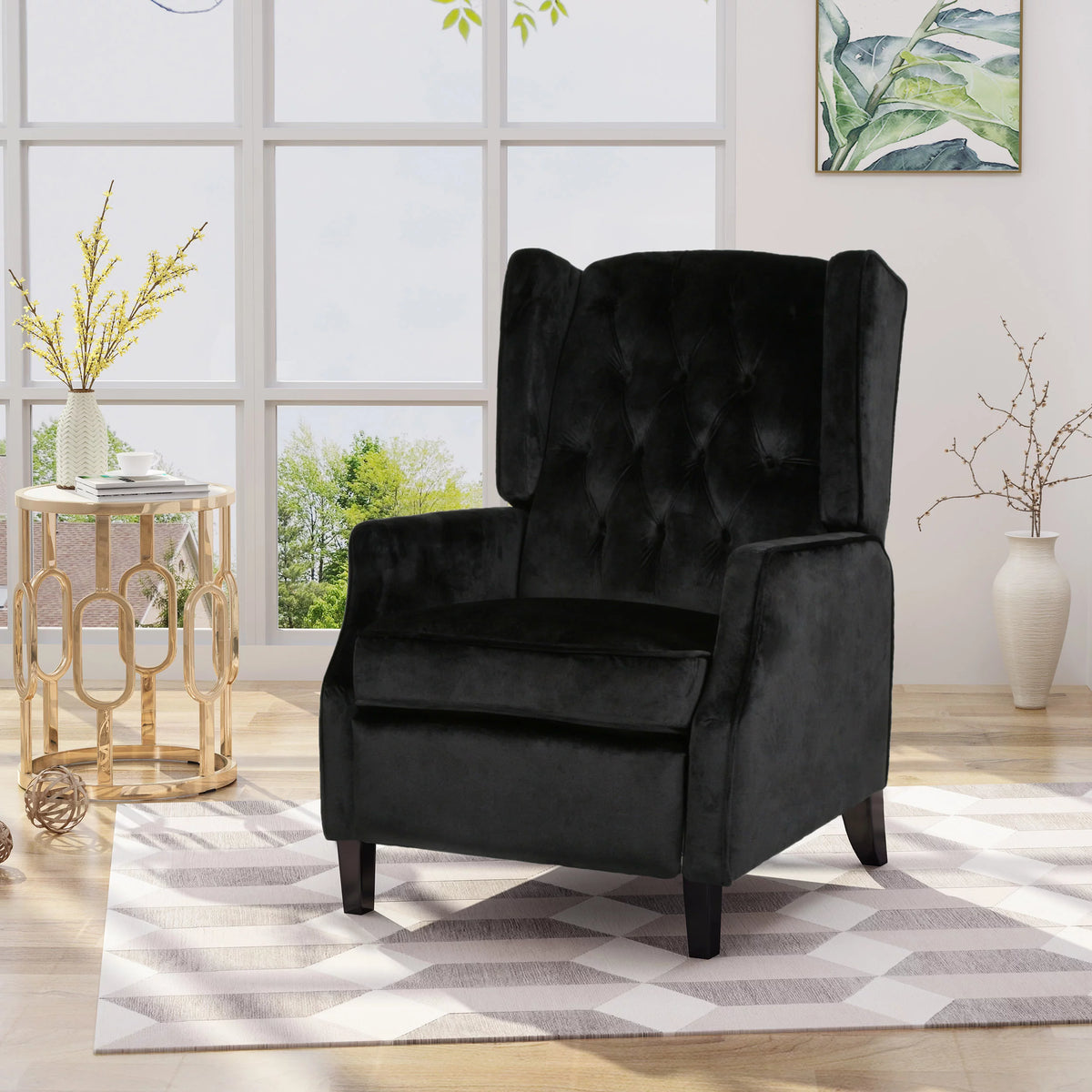 Fabric Tufted Wingback Recliner G54778