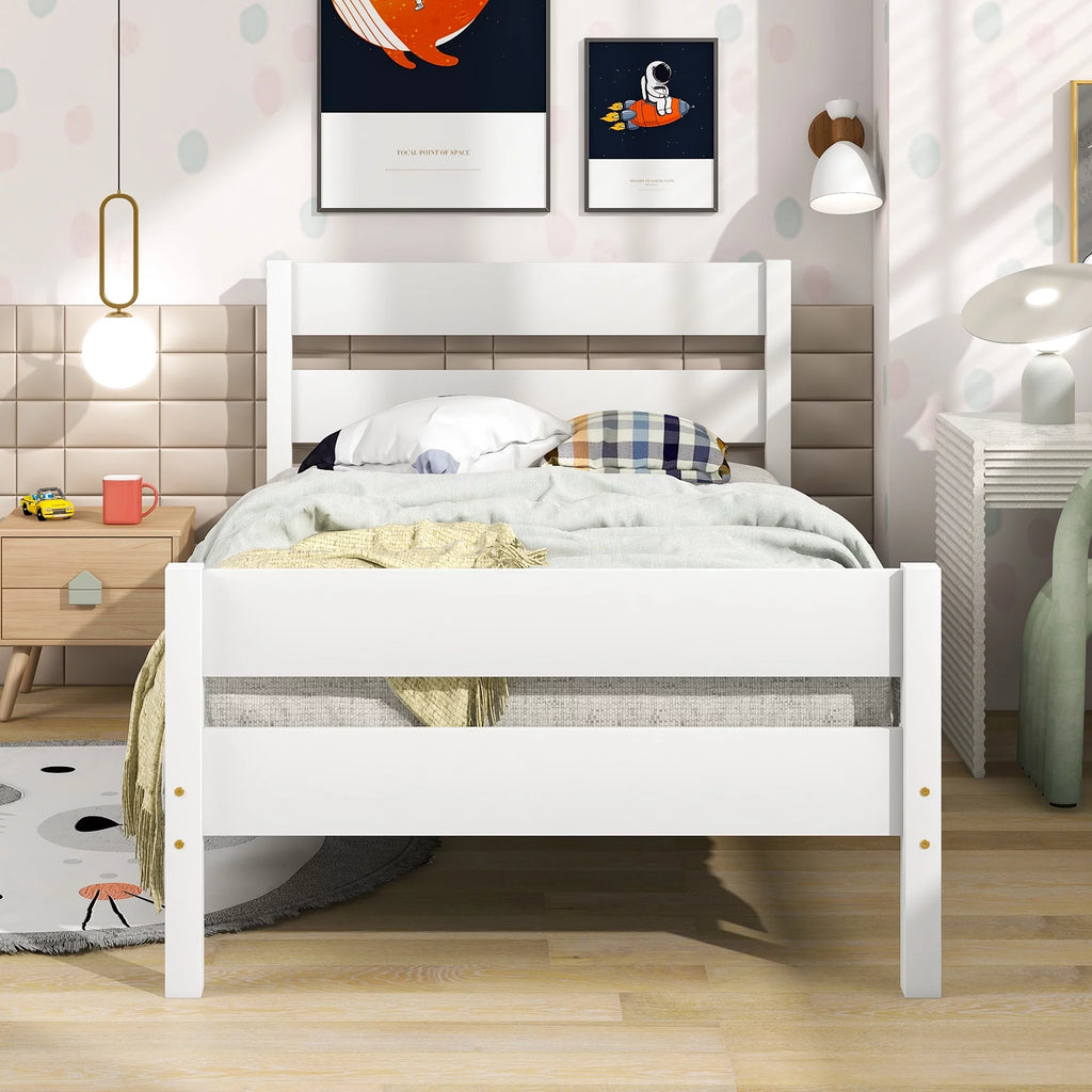 White Twin Bed with Headboard and Footboard X901092