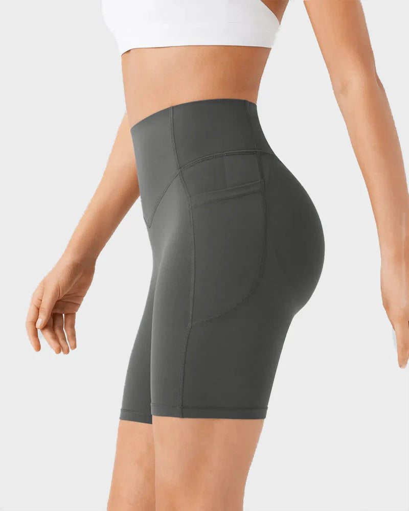 Tummy Control Butt-Lifting Training Shorts with Pockets A23581