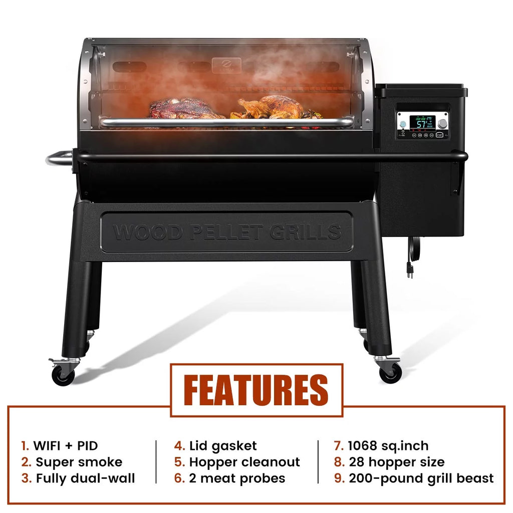 Wi-Fi Wood Pellet Grill and Smoker 8-in-1 K616387