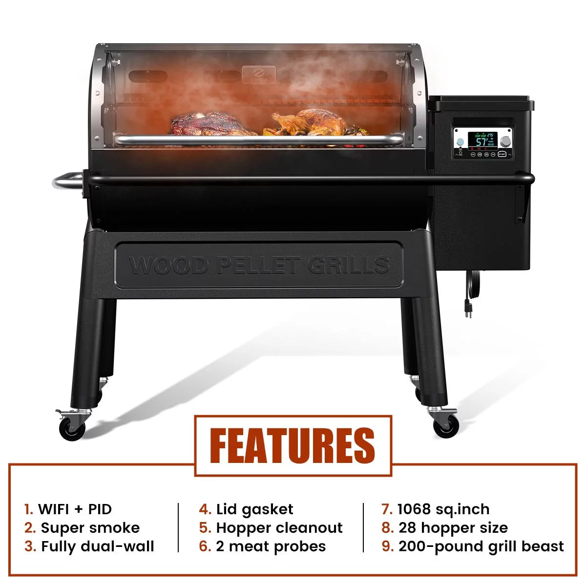 Wi-Fi Wood Pellet Grill and Smoker 8-in-1 K616387