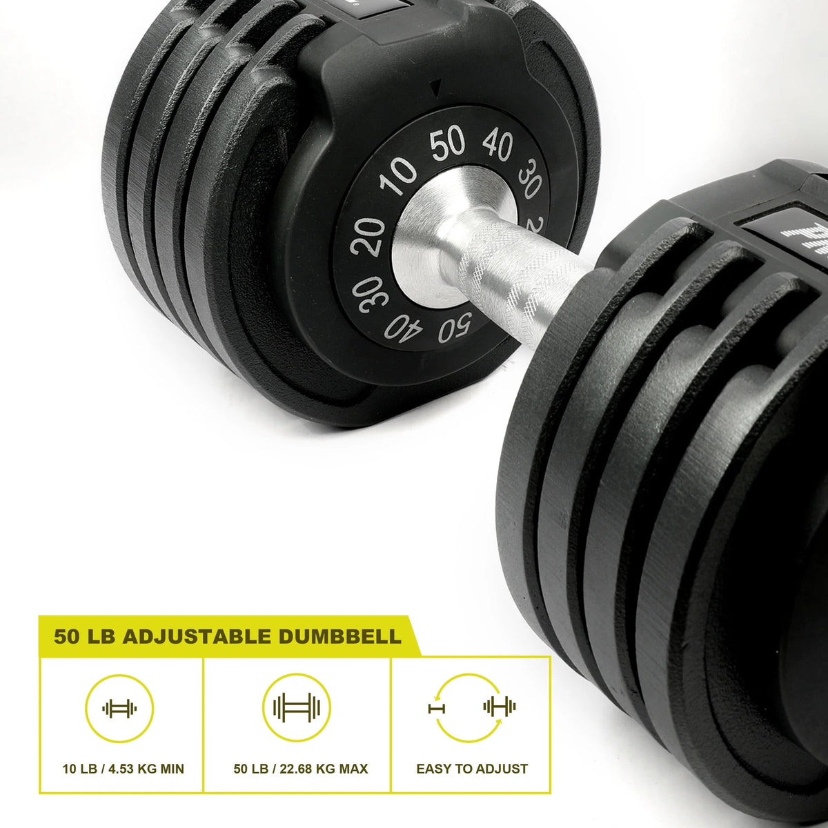 10-50 lb Adjustable Dumbbell, Black R89892