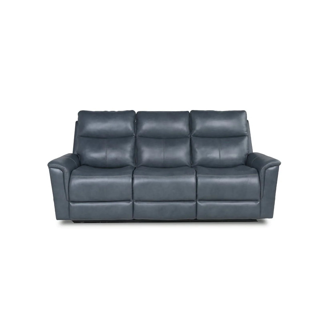 Blue Grey Leather Power Motion Sofa Y7290