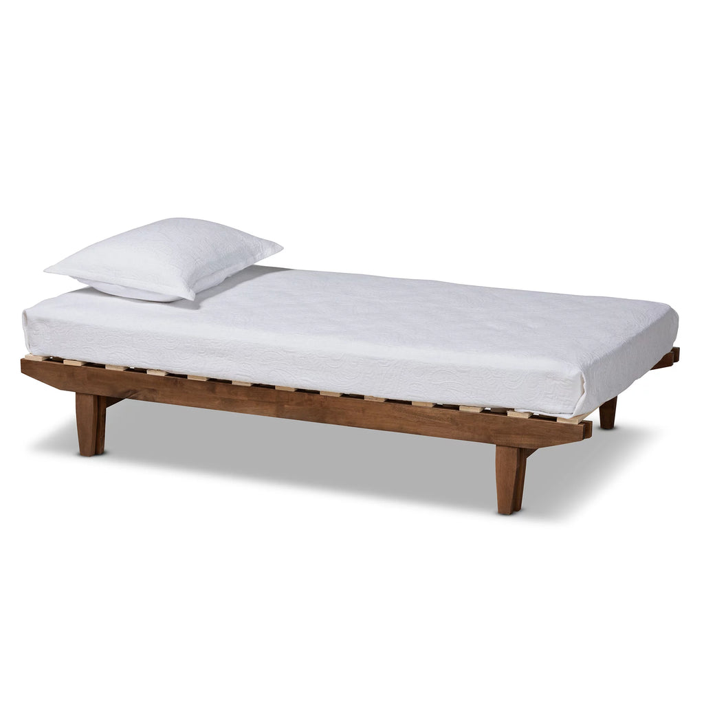 Twin Walnut Rubberwood Expandable Platform Bed Frame L2727