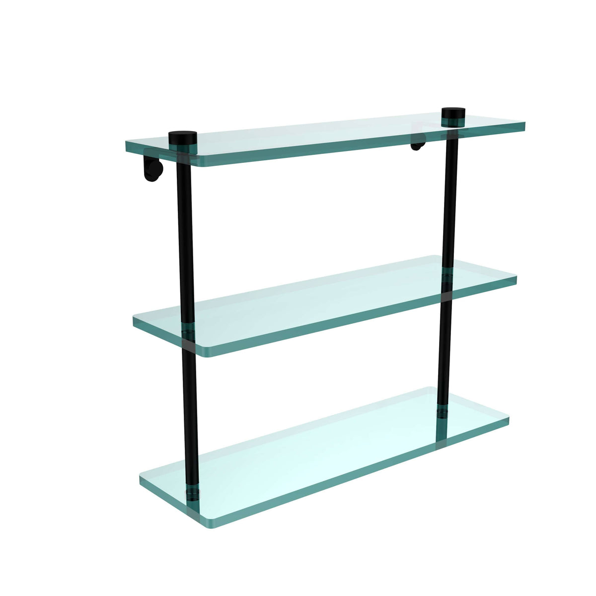 16" Triple Tiered Glass Shelf Matte Black I199611