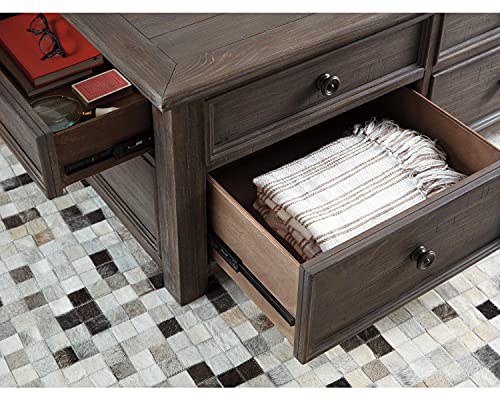 Antique Cream Brown Lift Top Coffee Table with Drawers N8545