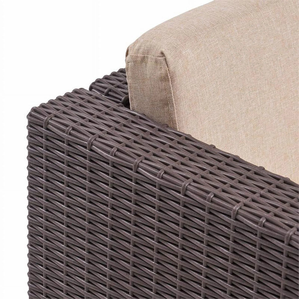 Brown 4 Seater Faux Wicker Chat Set S1922