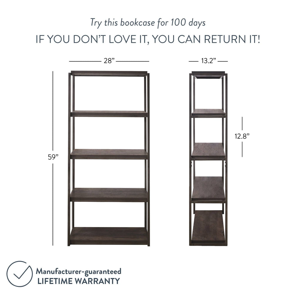 5-Shelf Wood Bookcase with Metal Frame D988908