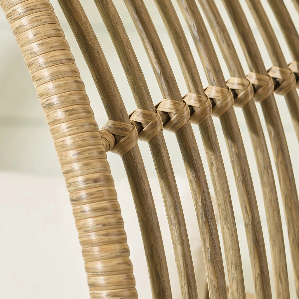 Beige Round Wicker Outdoor Egg Chair K357993