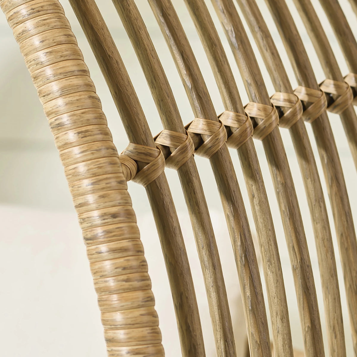 Beige Round Wicker Outdoor Egg Chair K357993