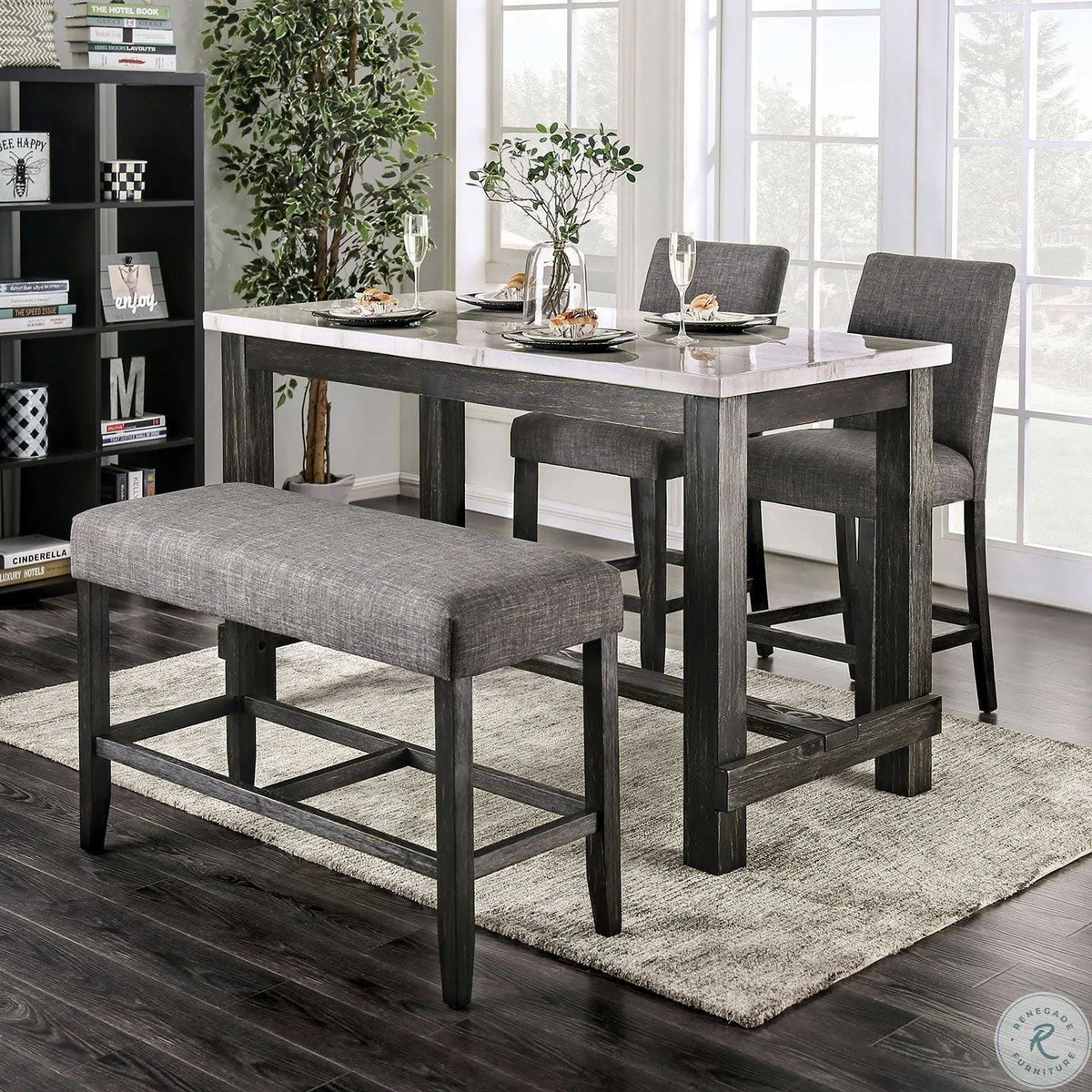 Gray Counter Height Bench N6100