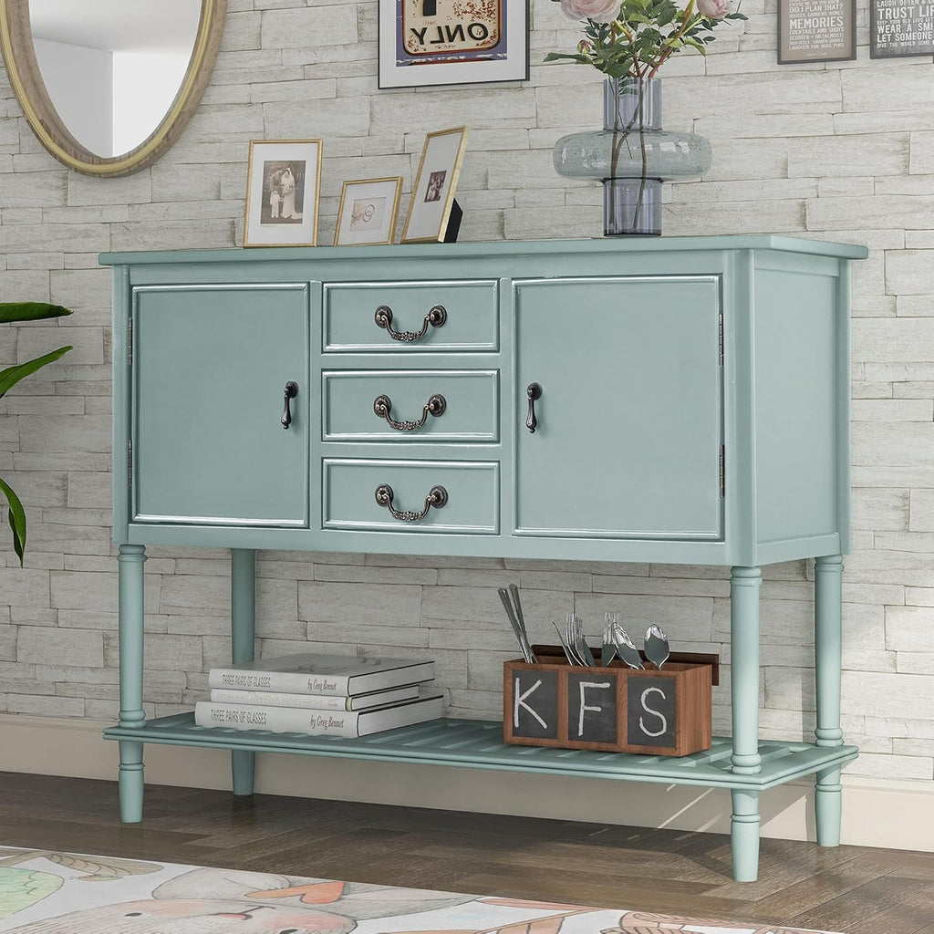 Espresso Wood Console Table with 2 Drawers 2 Cabinets 1 Shelf E959