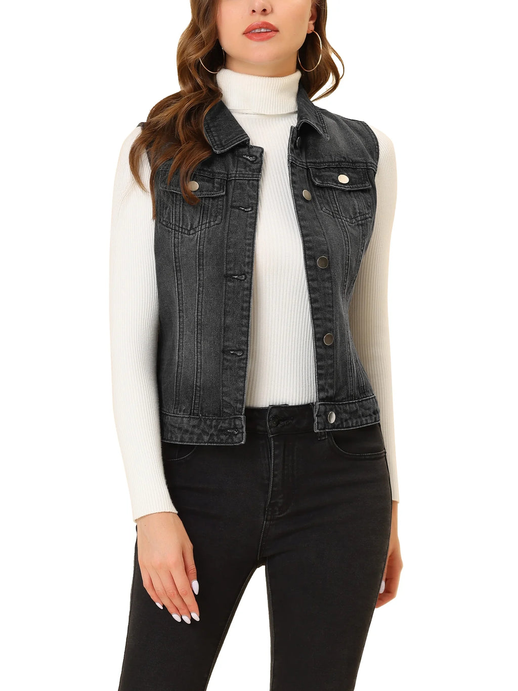 Washed Denim Vest Jacket V2384