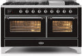 60 Dual Fuel Propane Gas Range Glossy Black Chrome Trim O3189