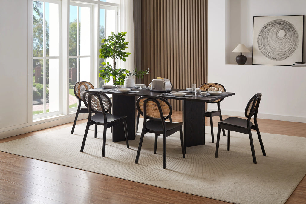 Black 78.74 inch Wood Dining Table B7437