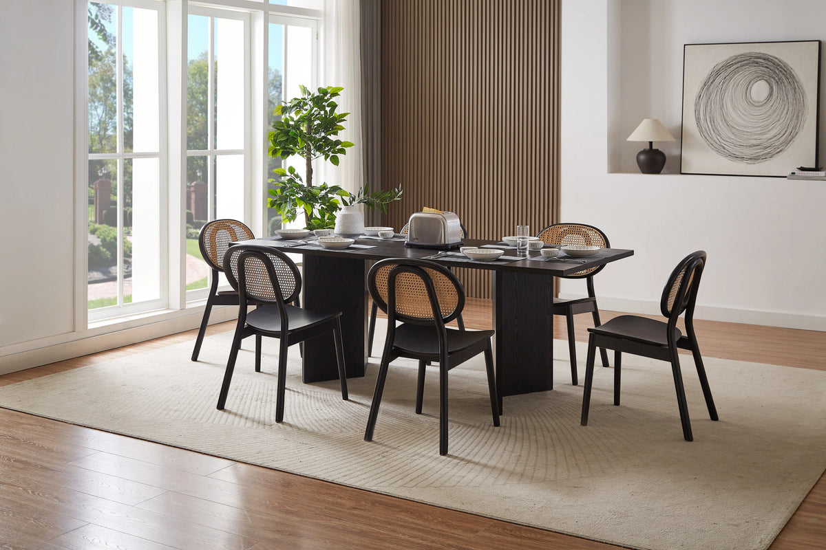 Black 78.74 inch Wood Dining Table B7437
