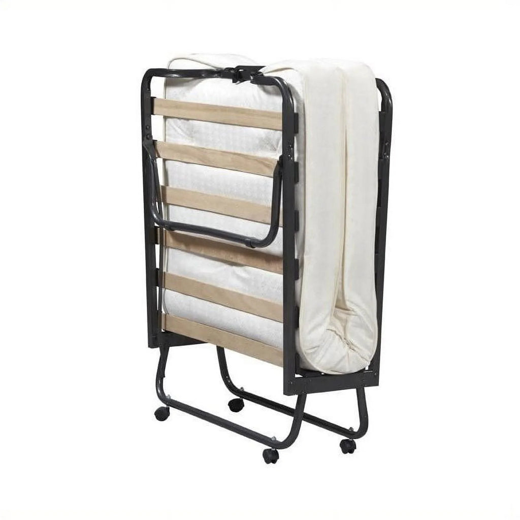 Metal Folding Bed with Memory Foam Mattress in Beige J928