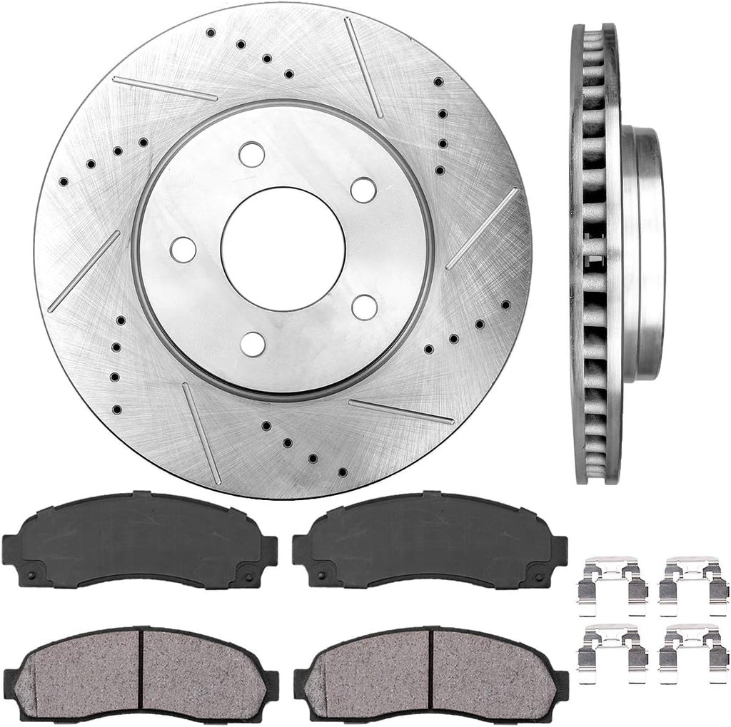 296 mm Brake Disc Rotors + Ceramic Brake Pads + Hardware E217650