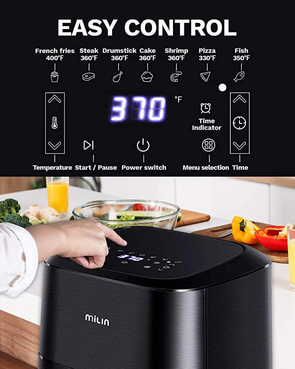 5.8 Quart 1700-Watt Electric Air Fryer with Nonstick Basket A776