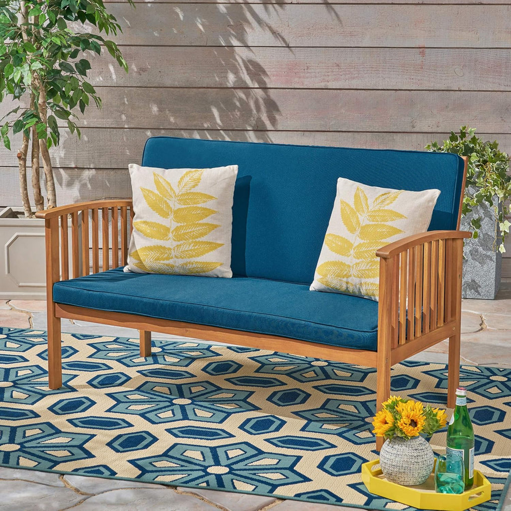 Brown Patina Acacia Wood Outdoor Loveseat U3411