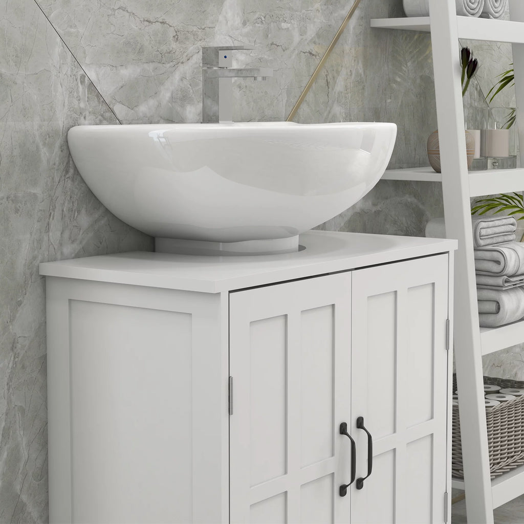 White Bathroom Sink Cabinet with Adjustable Shelf M352