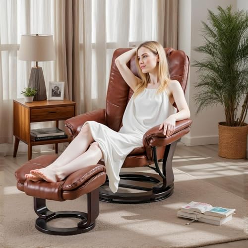 PU Leather Swivel Recliner with Ottoman Z1273
