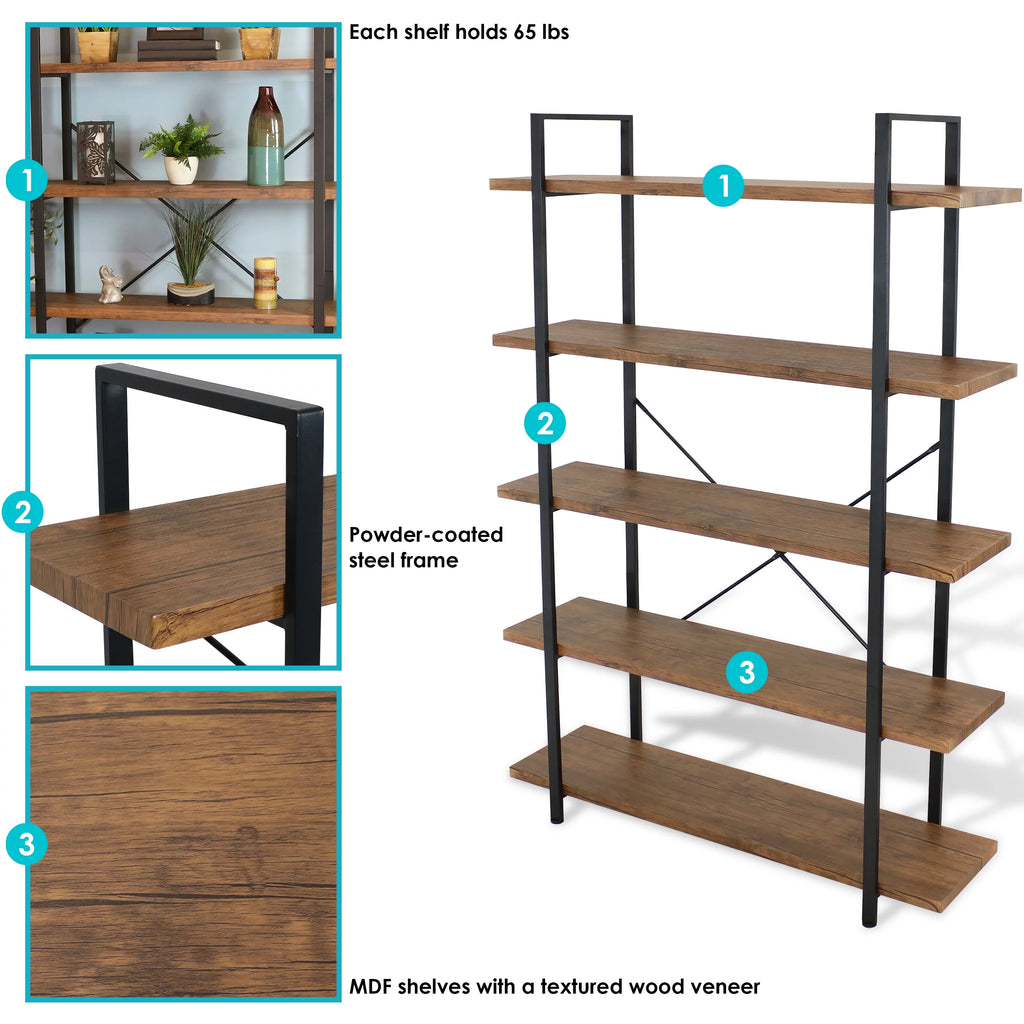 5 Shelf Wood Veneer Bookshelf K236583