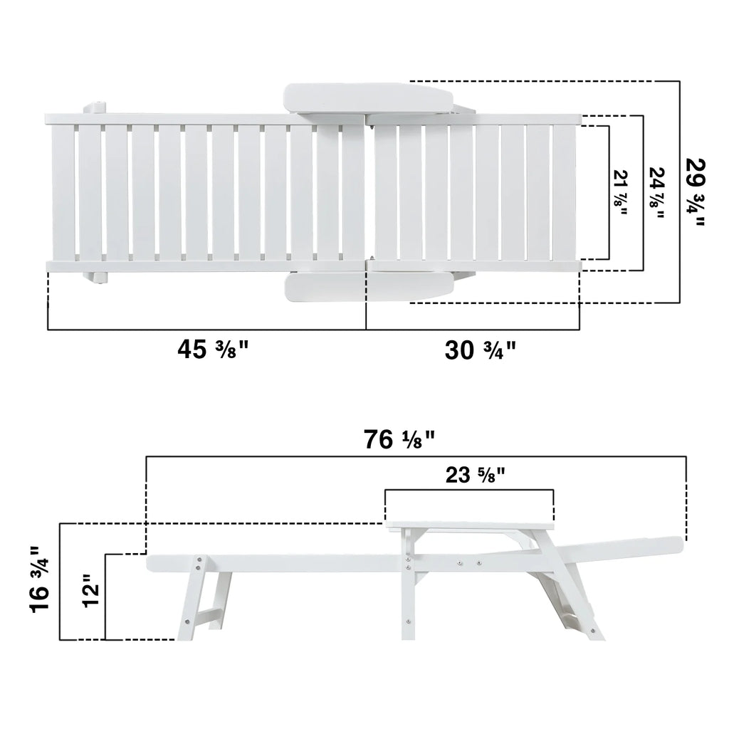 White Poly Lumber Chaise Lounge with Adjustable Backrest A888