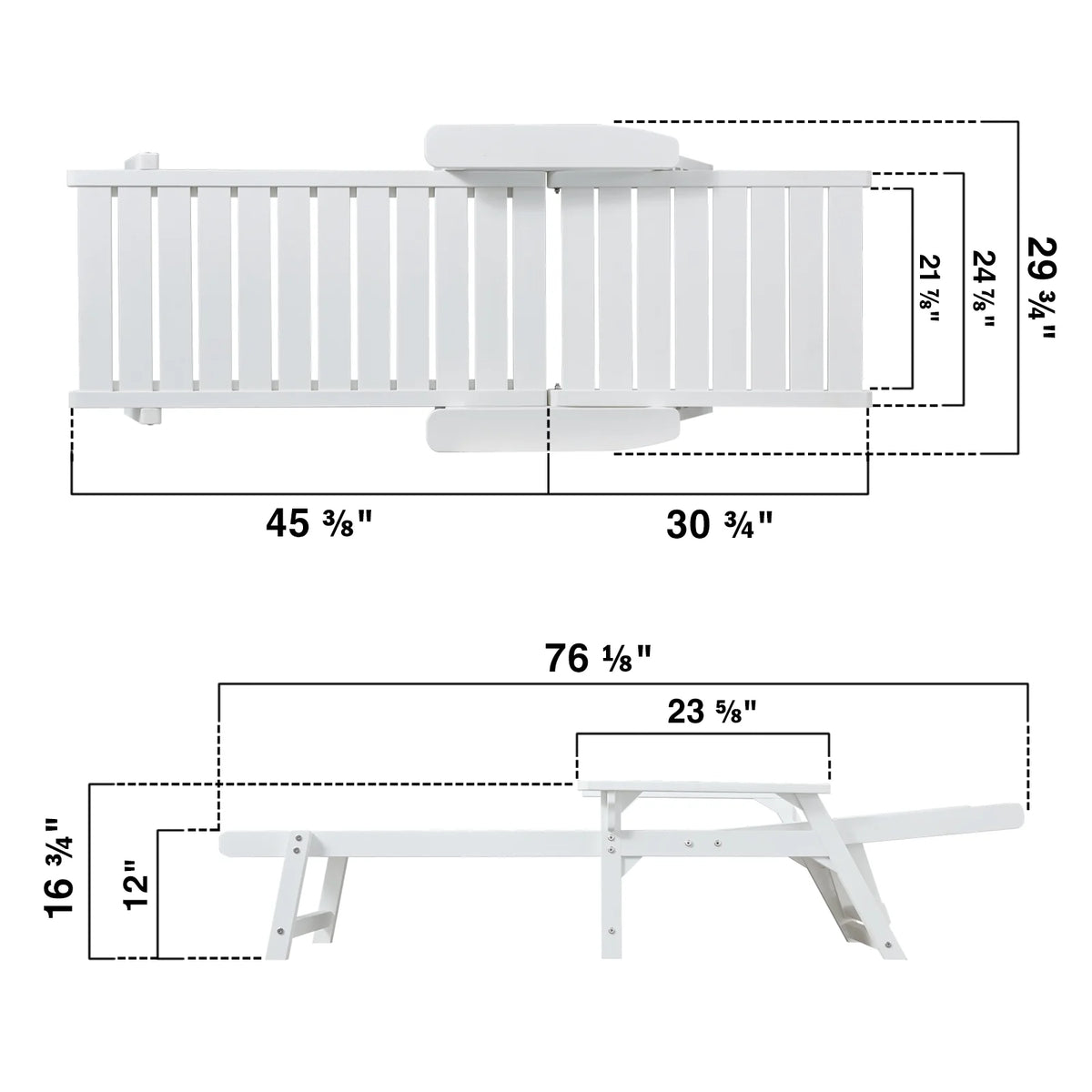 White Poly Lumber Chaise Lounge with Adjustable Backrest A888