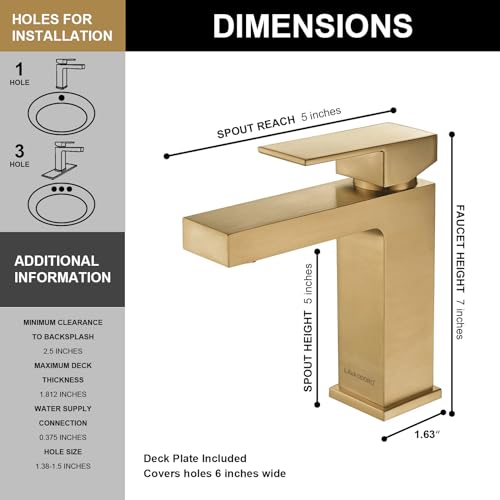 Brushed Gold Single Hole Vessel Sink Faucet with Pop up Drain U93903