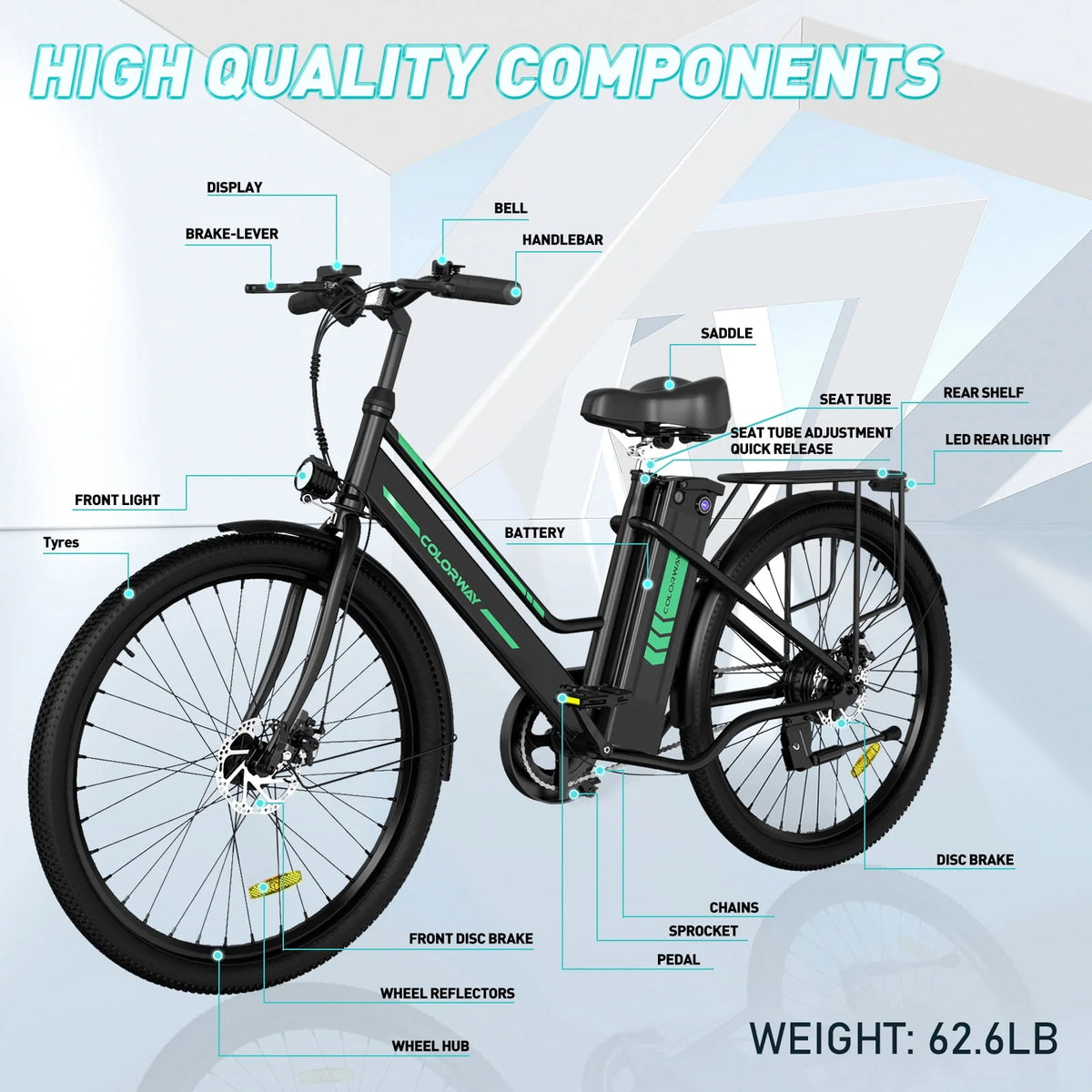 Electric Bike 500W Motor 36V 12AH Removable Battery S6936