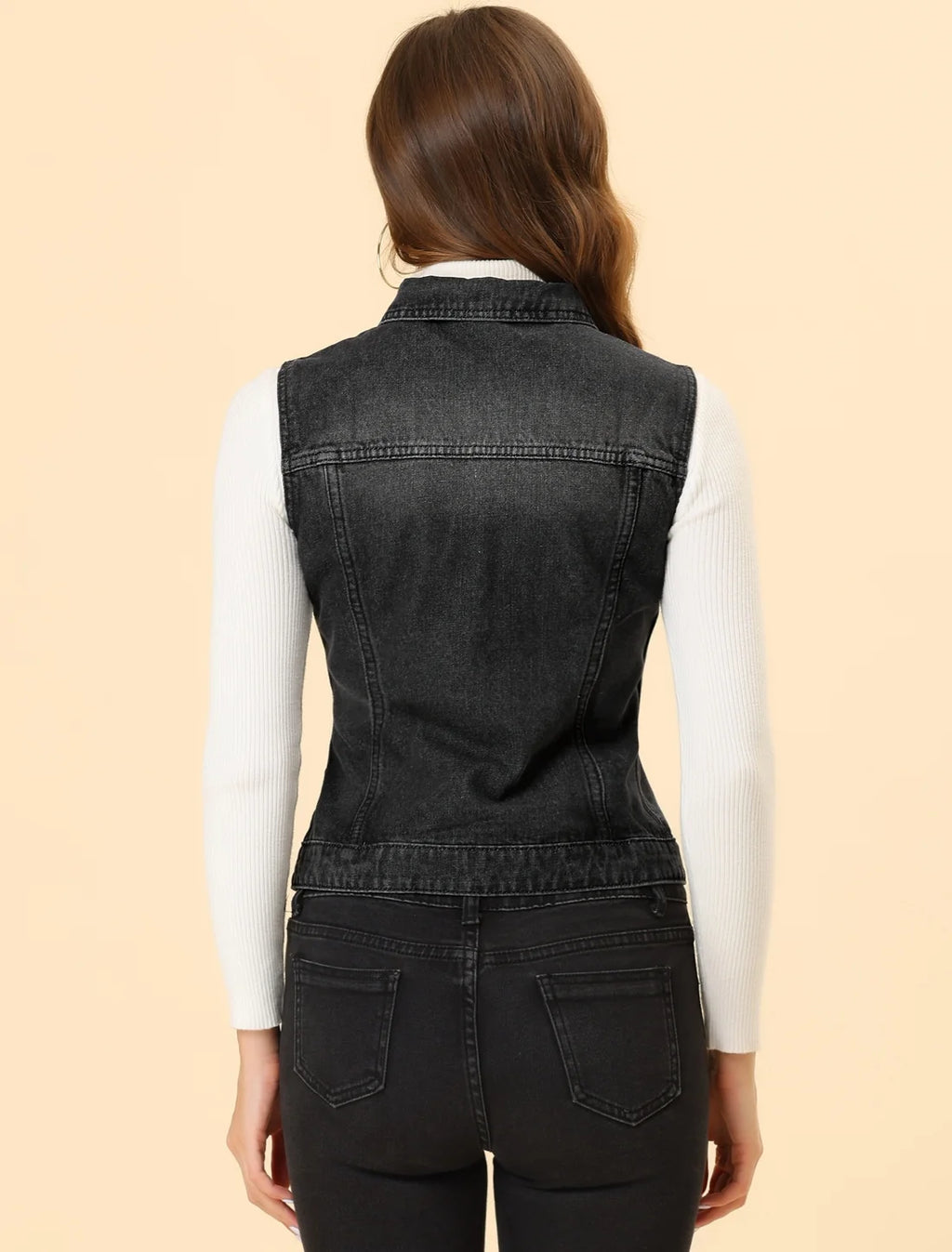 Washed Denim Vest Jacket V2384