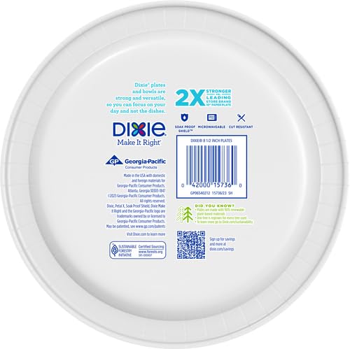 Medium Paper Plates, 8.5 Inch, 90 Count, Microwave-Safe, Disposable B44944