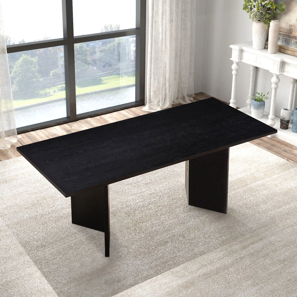 Black 78.74 inch Wood Dining Table B7437