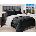 Black 3-Piece Micromink Reversible Comforter Set V438098