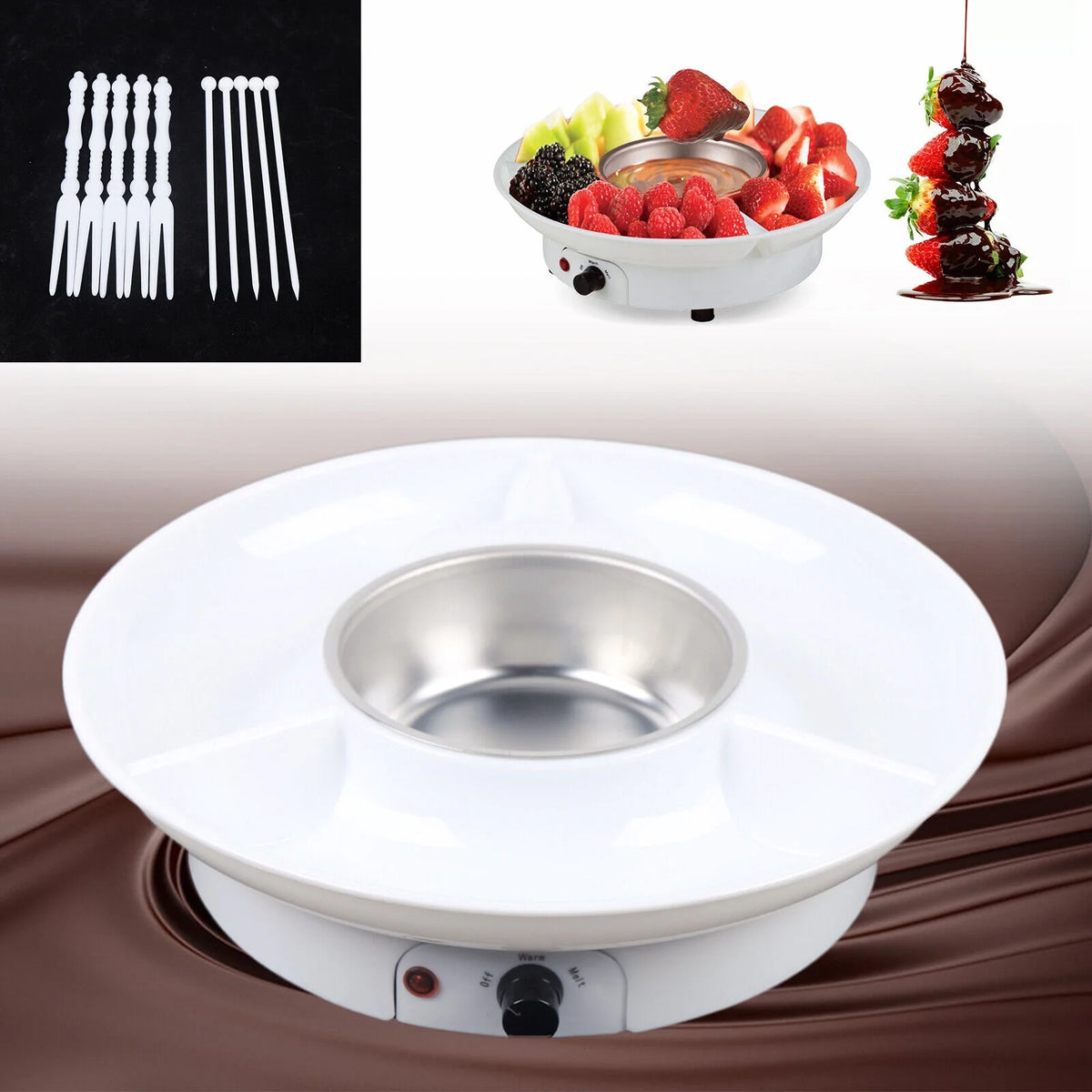 Electric Chocolate Fondue Set with 10 Forks F38016