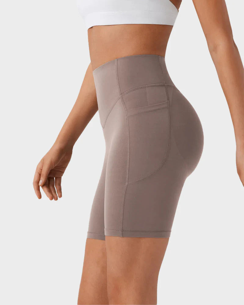 Tummy Control Butt-Lifting Training Shorts with Pockets A23581